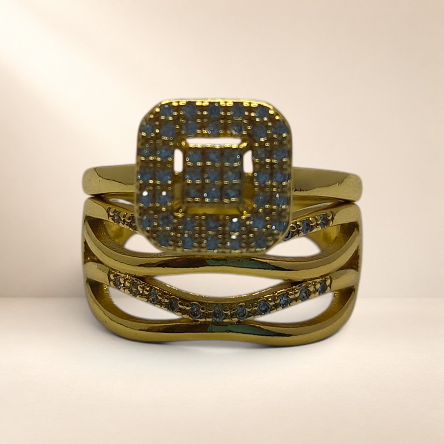 Duo de bagues Élia – motif carré – Image 1