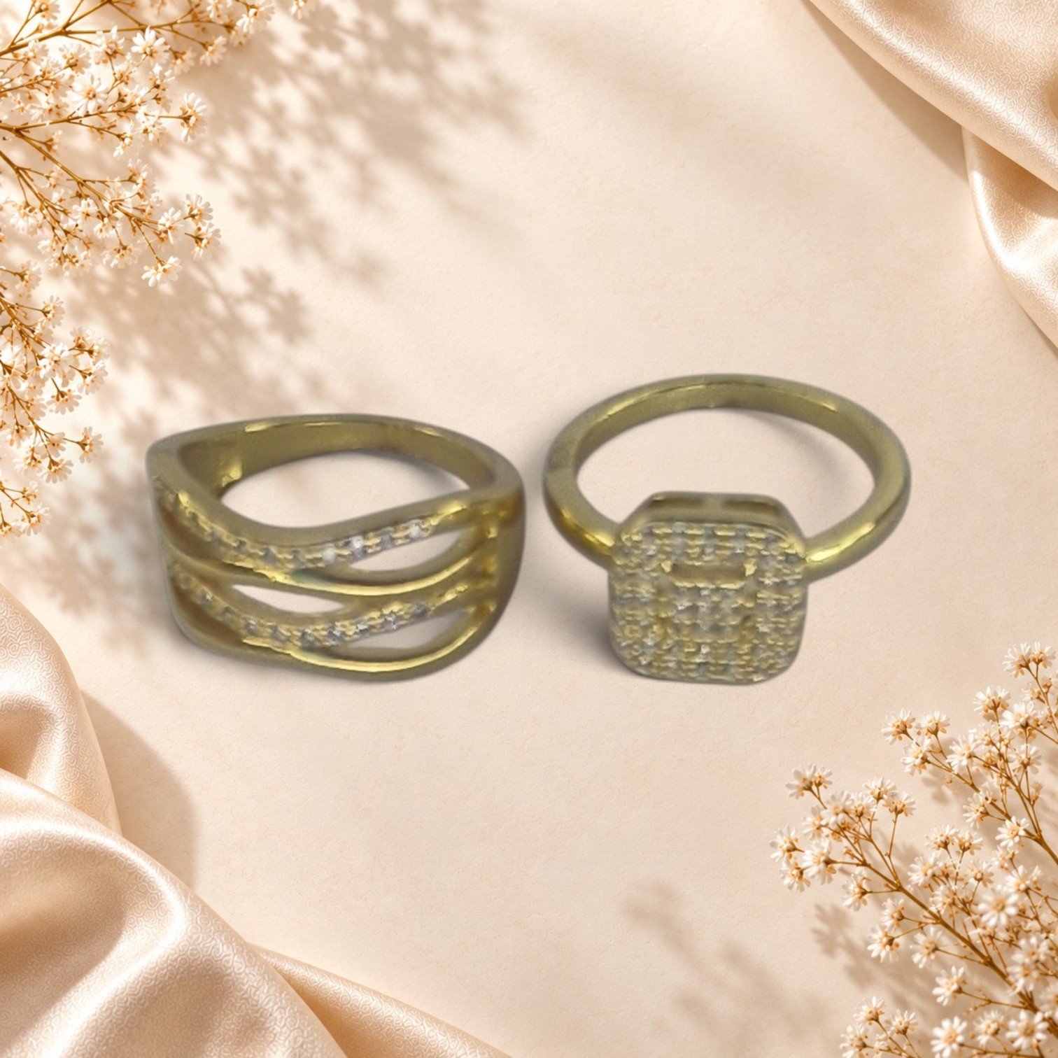 Duo de bagues Élia – motif carré – Image 3