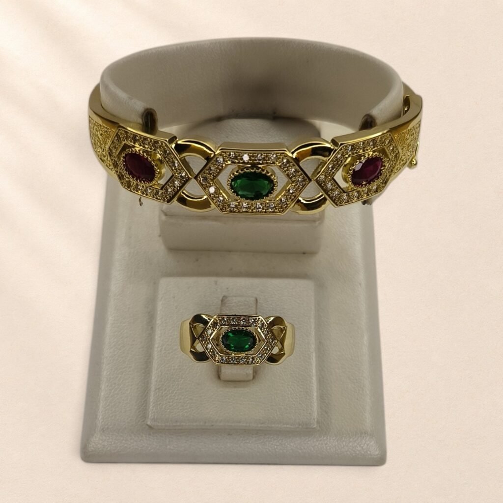 Ensemble bracelet et bague Darya – pierres colorées