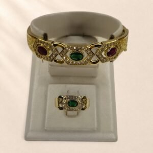 Ensemble bracelet et bague Darya – pierres colorées – Image 1