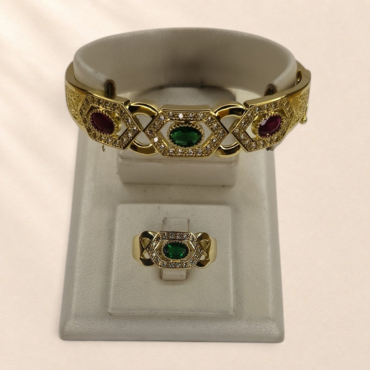 Ensemble bracelet et bague Darya – pierres colorées – Image 1