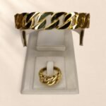 Ensemble bracelet et bague Bianca – maillons dorés