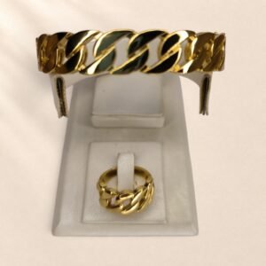 Ensemble bracelet et bague Bianca – maillons dorés – Image 1