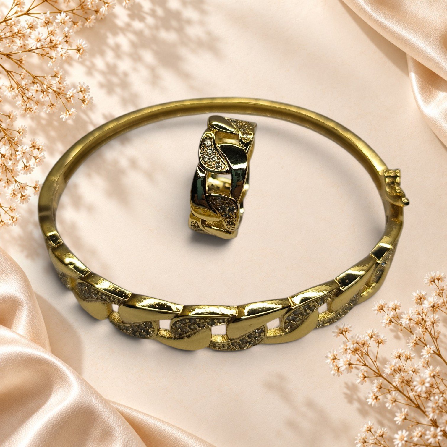 Ensemble bracelet et bague Vittoria – maillons scintillants – Image 2