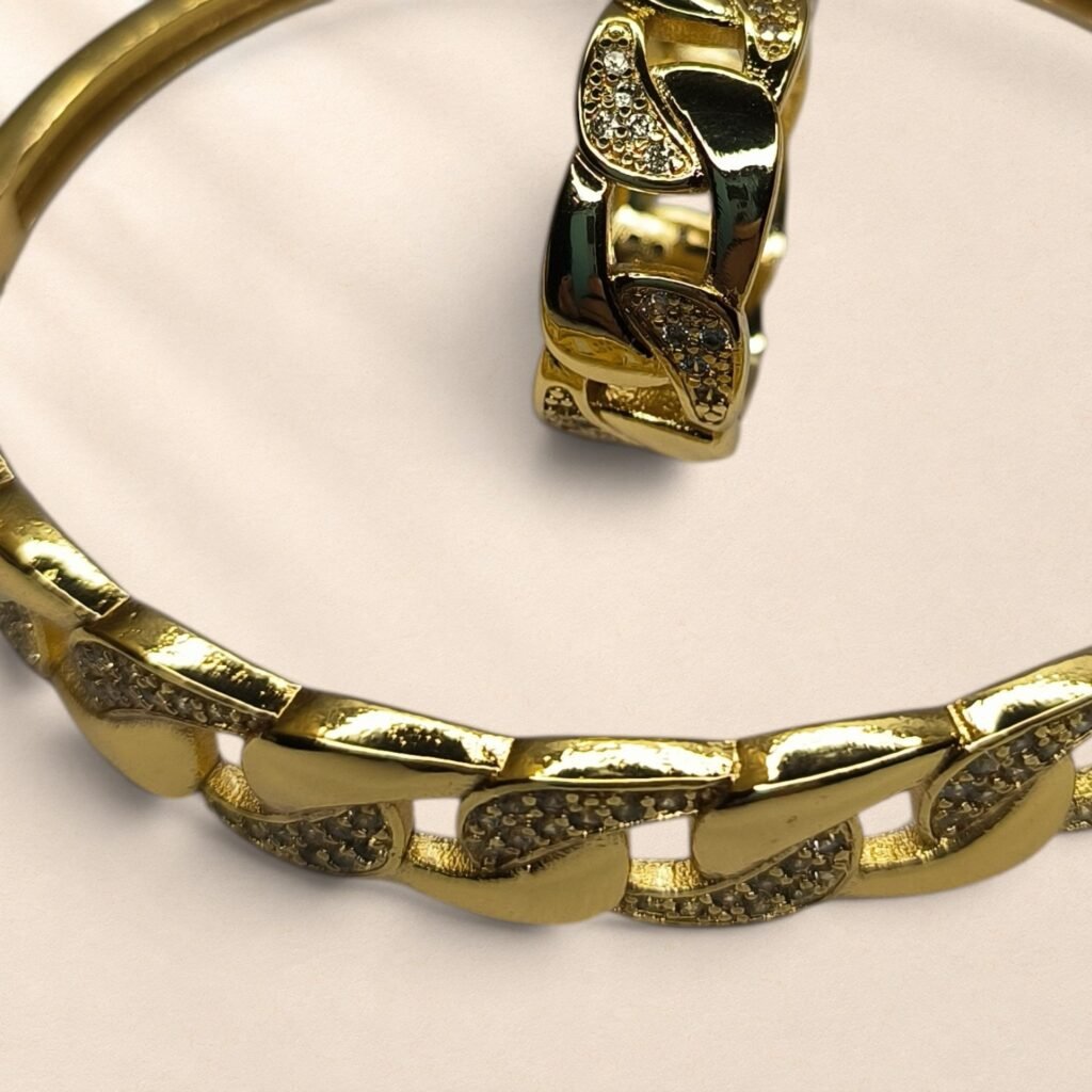 Ensemble bracelet et bague Vittoria – maillons scintillants