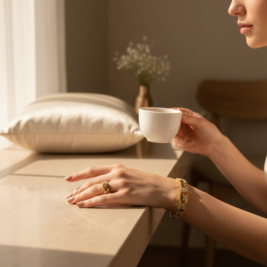 Ensemble bracelet et bague Vittoria – maillons scintillants