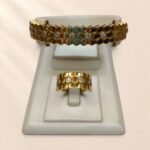 Ensemble bracelet et bague Mélissa – motifs alvéolés