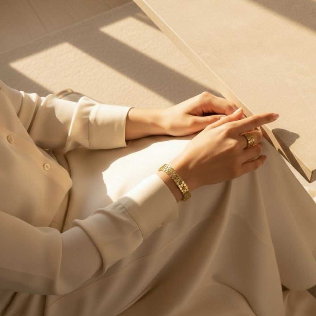 Ensemble bracelet et bague Mélissa – motifs alvéolés