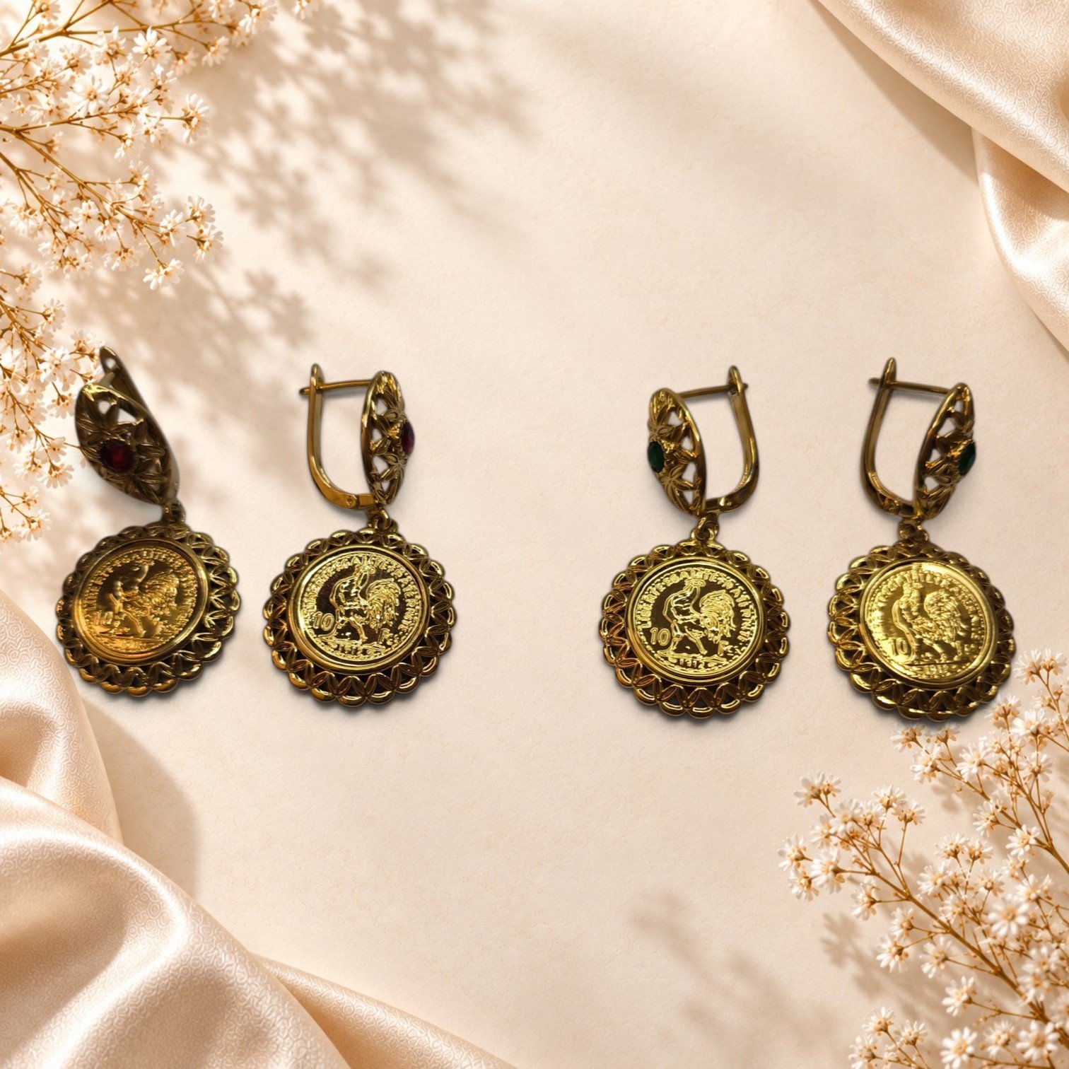 Boucles d’oreilles Zélie – médaillons – Image 2