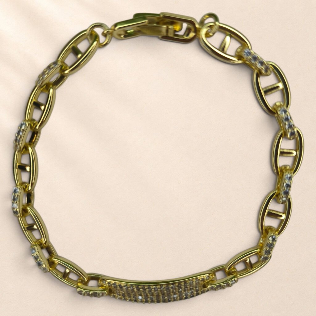 Bracelet Naïla – maillons ovales et motif pavé