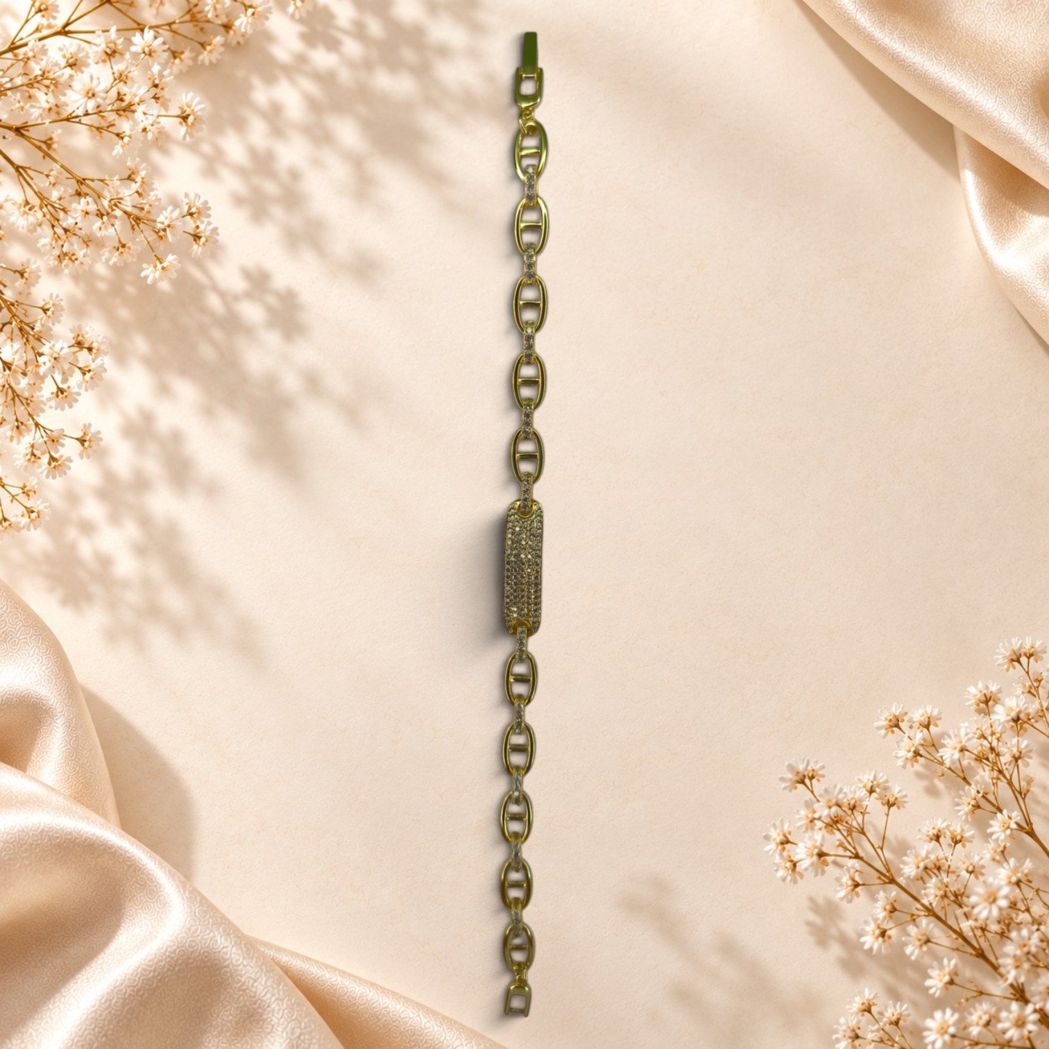 Bracelet Naïla – maillons ovales et motif pavé – Image 2