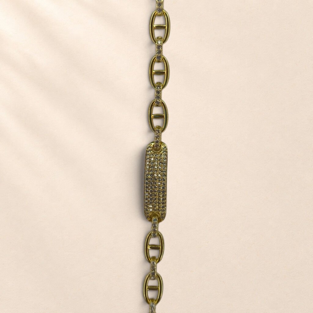 Bracelet Naïla – maillons ovales et motif pavé