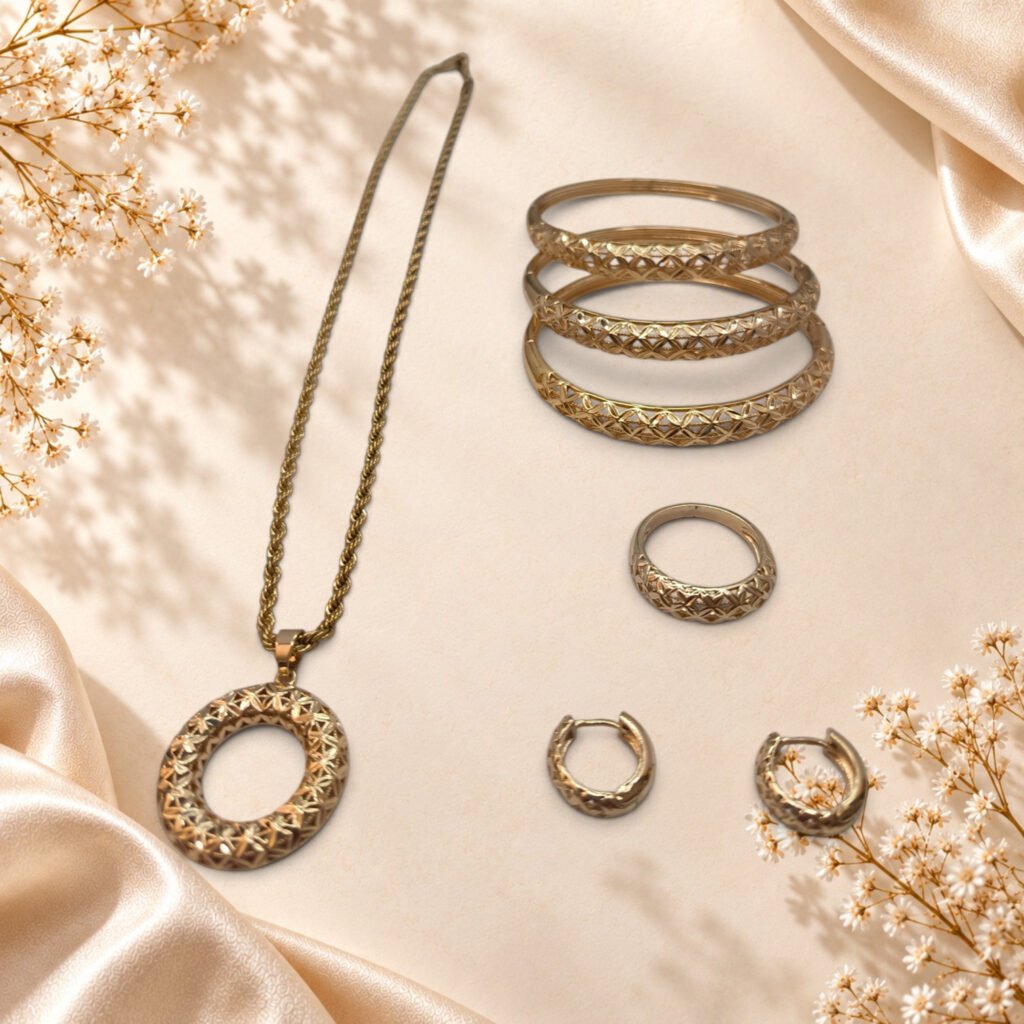 Parure Sélène – anneaux ajourés