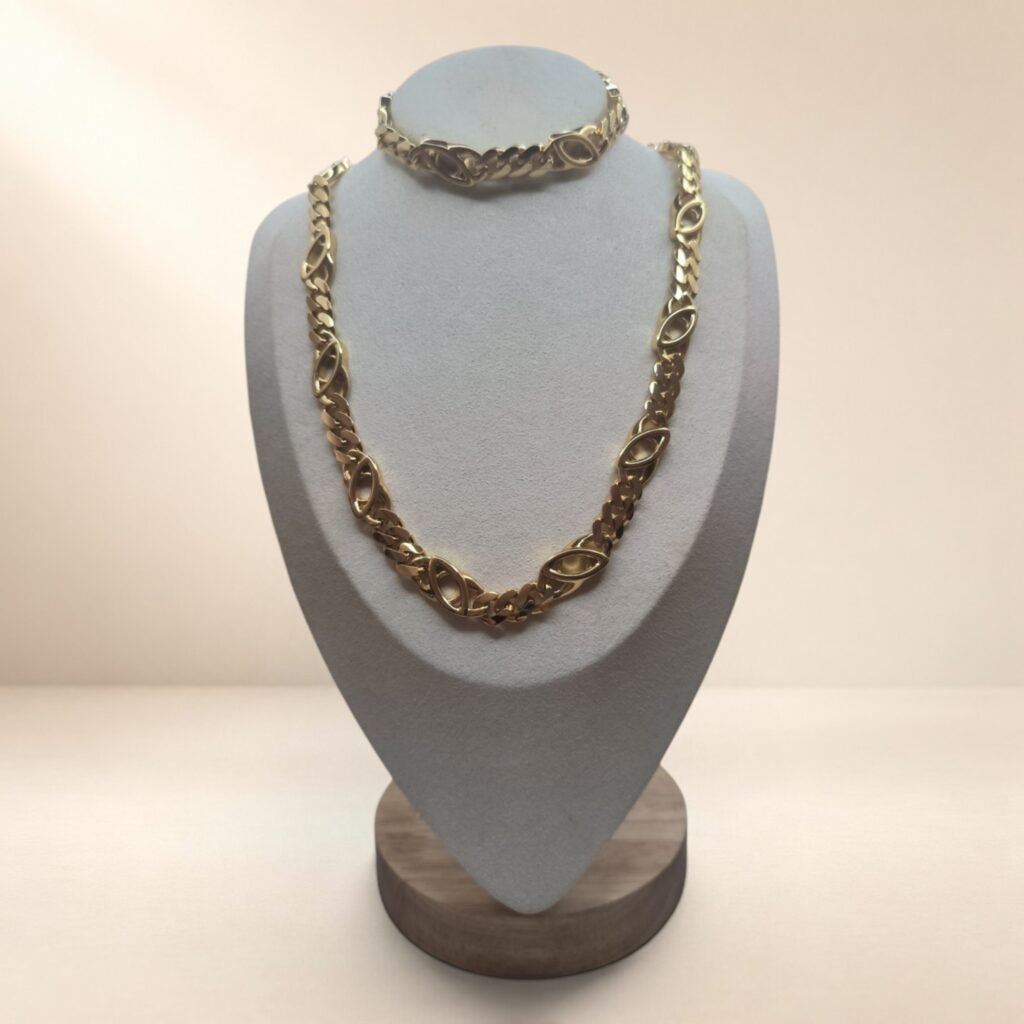 Ensemble ras-de-cou et bracelet Ariane – maillons dorés