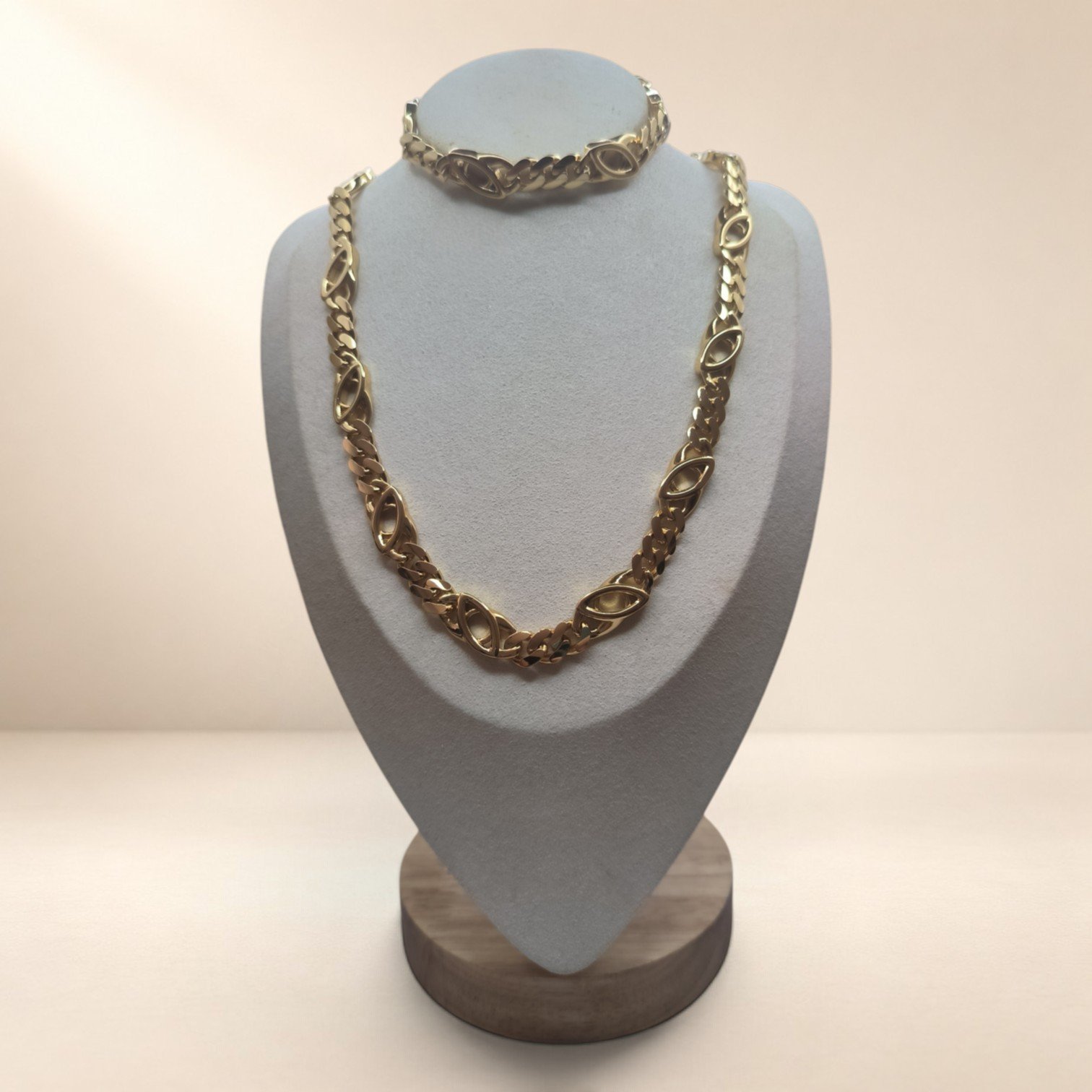 Ensemble ras-de-cou et bracelet Ariane – maillons dorés – Image 1