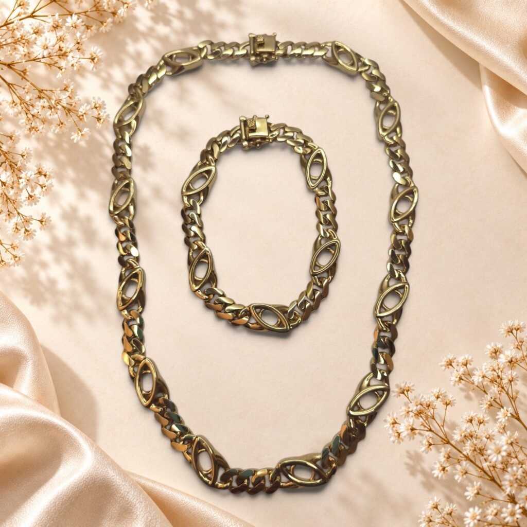 Ensemble ras-de-cou et bracelet Ariane – maillons dorés