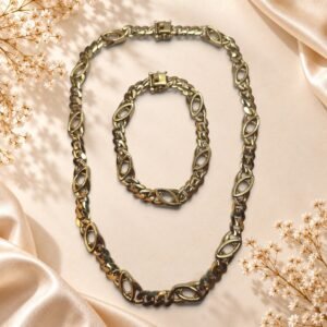 Ensemble ras-de-cou et bracelet Ariane – maillons dorés – Image 2