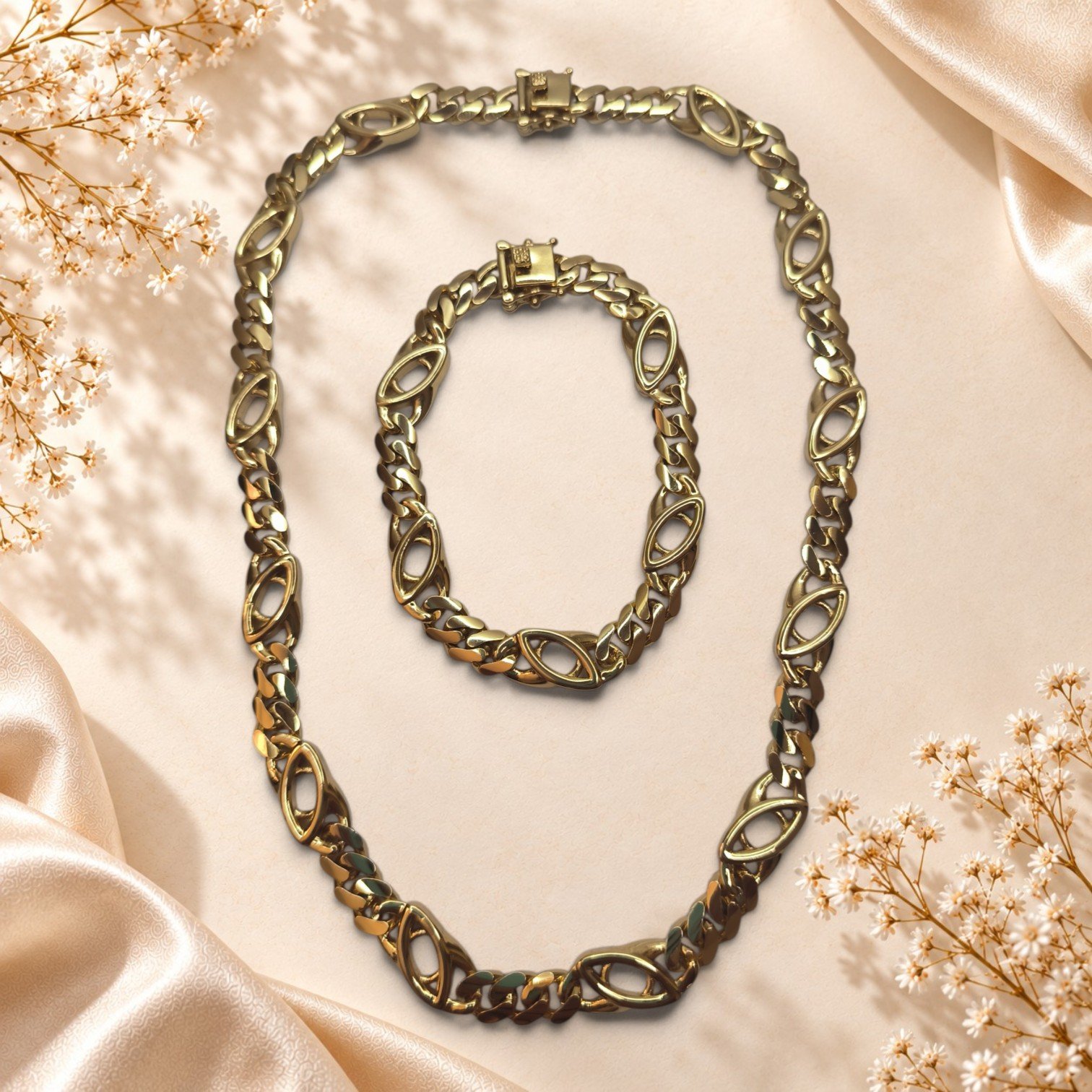 Ensemble ras-de-cou et bracelet Ariane – maillons dorés – Image 2